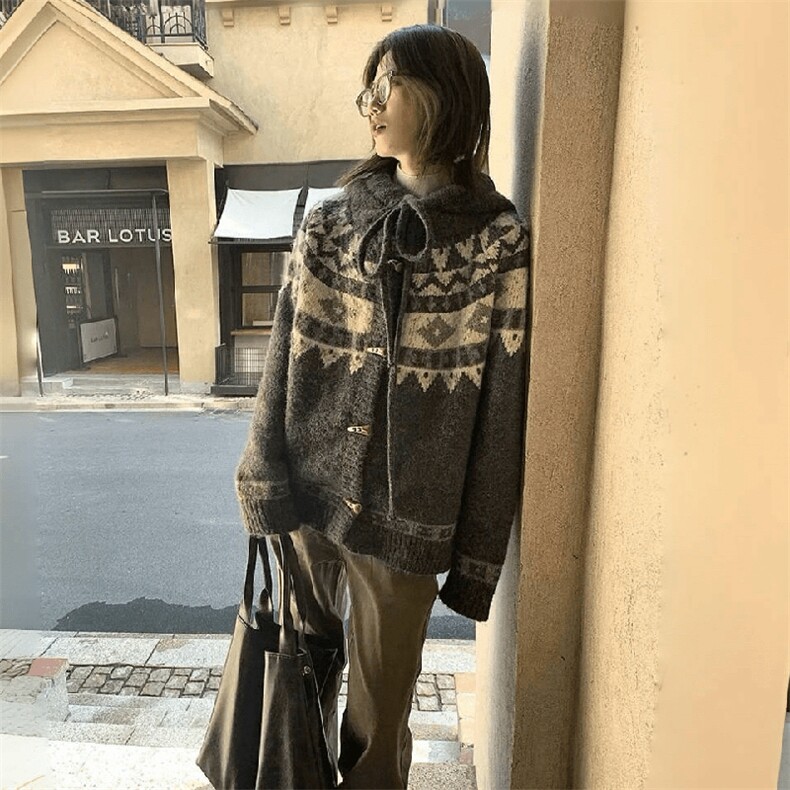 重磅秋冬北极绒开衫毛衣美式复古休闲慵懒风牛角扣针织衫连帽外套,男装针织衫/毛衣,电商A486-1