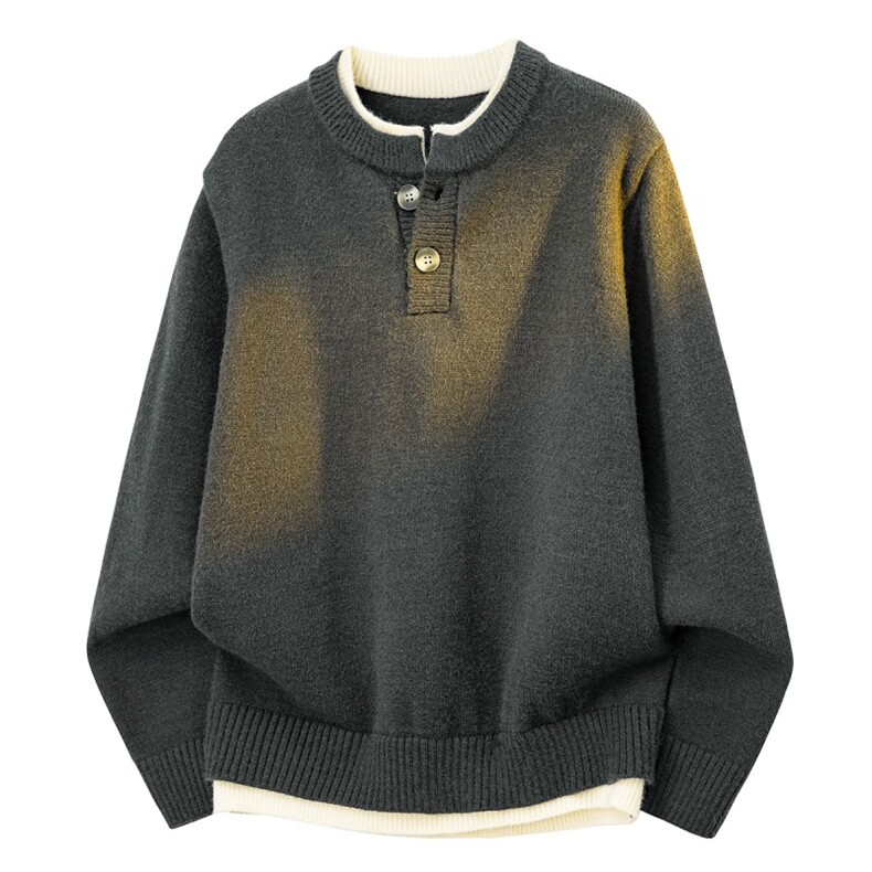 MH5544-CG-3DP55假两件圆领亨利领毛衣慵懒风男针织衫高领线衫，男装针织衫/毛衣，星座510A-5