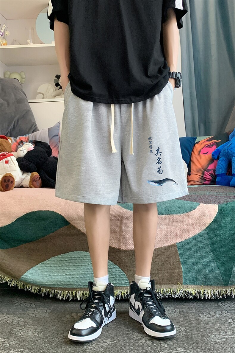 HD74261-P22华夫格短裤男大码宽松五分裤男直筒中裤,男装休闲裤,电商A040