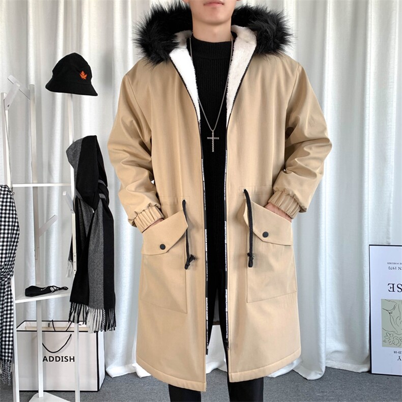 加绒风衣男中长款棉衣服男派克服男女大衣男毛领F659-P115,男装风衣,星座401
