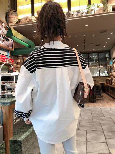 一杭翻领条纹假两件，女装，一杭