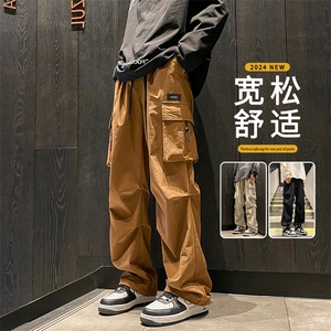 时尚机能港风直筒工装裤男士秋款百搭阔腿裤休闲长裤K211-特批-38图片