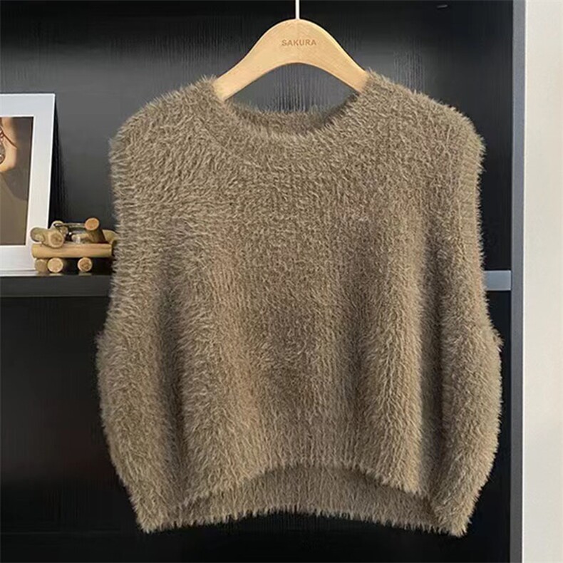 时尚百搭毛绒针织背心早秋必备单品舒适柔软显瘦修身，女装背心吊带，萱芳婷羊绒