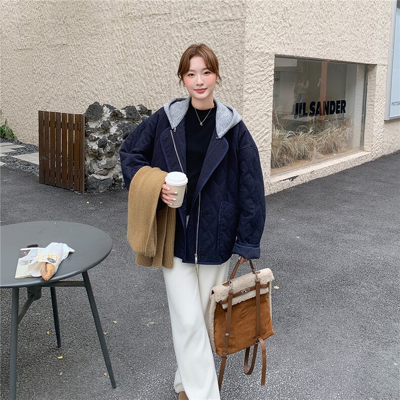 2025秋冬连帽宽松牛仔蓝棉衣2C322-M3005-P175-K245,女装棉衣/棉服,2C322