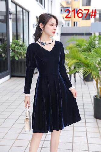 秋季新款：手感丝绒连衣裙，女装连衣裙，罗兰春天