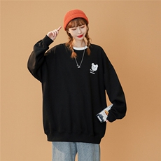 EY07春季新款港风休闲宽松男女卡通小熊印花套头圆领长袖卫衣P30，男装卫衣，电商C306-1