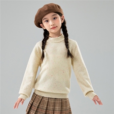 秋冬新款彩点纱儿童羊毛衫男童套头打底上衣女童圆领羊绒针织毛衣，童装毛衣，初丹羊绒童装