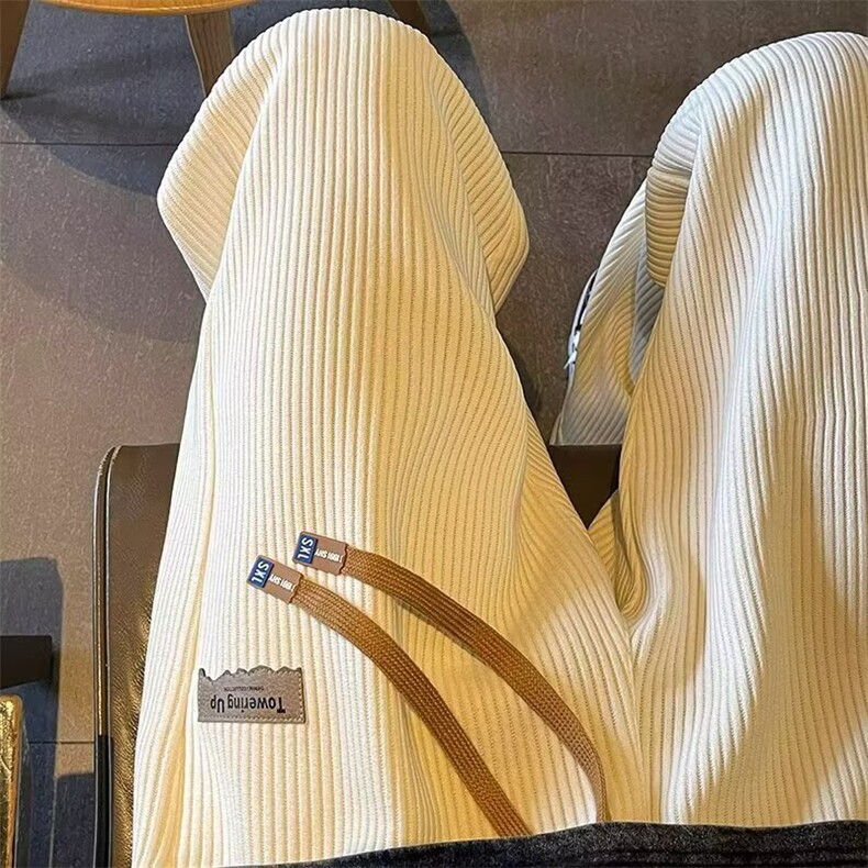 2025秋冬季灯芯绒休闲裤子男加绒加厚美式宽松阔腿运动休闲长裤，男装卫衣，星座506A