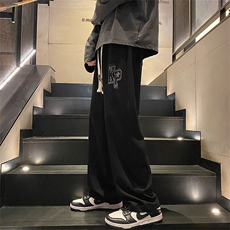 春季新款裤子男美式高街阔腿运动长裤宽松直筒休闲裤K0302-P43，男装休闲裤，星座308B-2