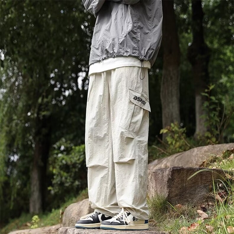 2024春款男裤工装口袋字母印花抽绳束脚冲锋裤大码M-5XL H859 P60图片