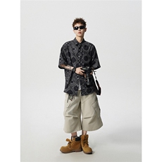 美式肌理感冰丝短袖衬衫男夏季日系cityboy上衣衬衣服934P45，男装T恤，星座710