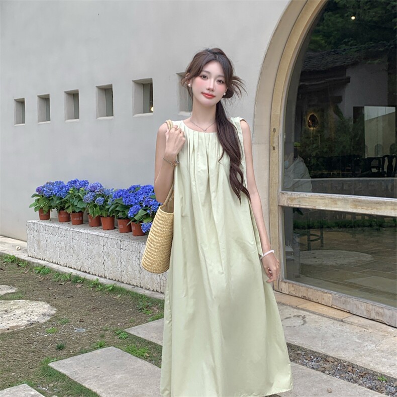 小心机露背无袖挂脖吊带连衣裙女中长款2C276-L3457-K110-P155,女装连衣裙,2C276