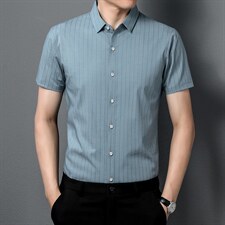 潮流男装2023夏季新款短袖衬衫中年男士商务休闲衬衣爸爸夏装上衣，男装衬衫，电商B212（原钱塘6029）