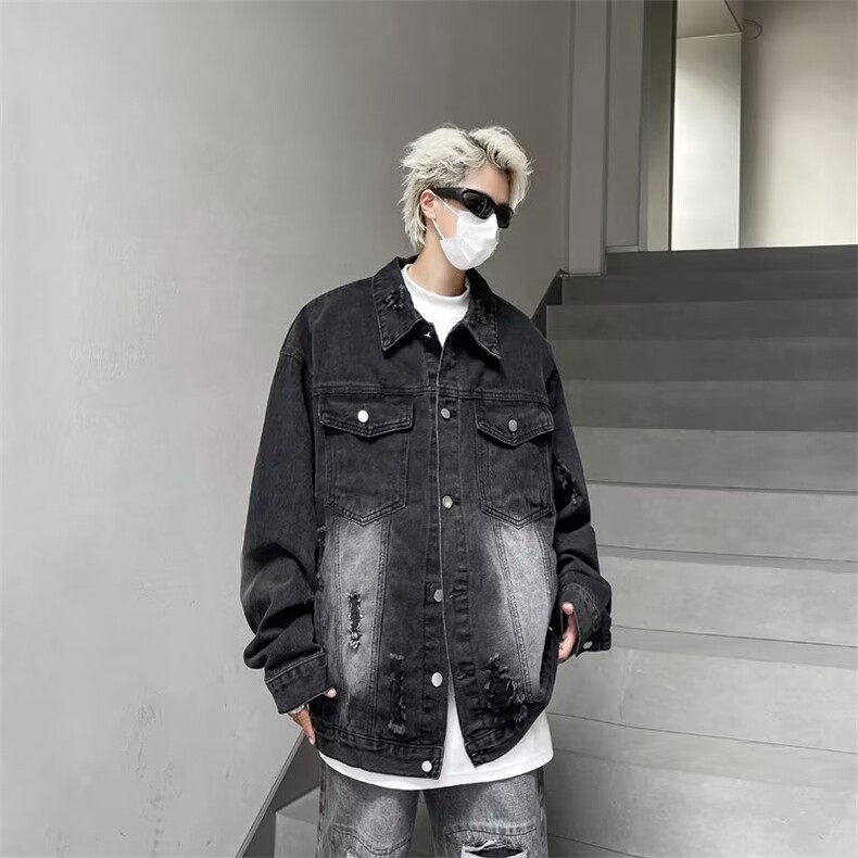 A909P65男装牛仔外套夹克上衣港风青年男生情侣外套原宿风,男装夹克,星座512-6