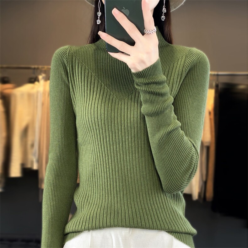 秋冬季新款纯色毛衣女宽松显瘦时尚百搭针织上衣,针织衫/毛衣,贵皇网供仓
