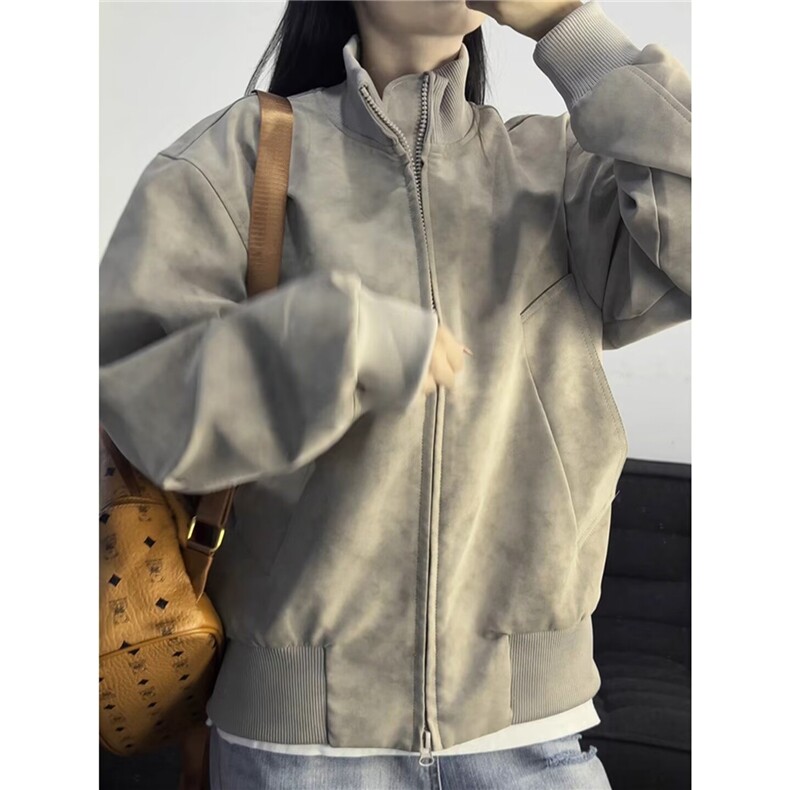 美式立领皮衣外套男女秋冬痞帅飞行员夹克设计感机车服LPU088-P70,男装夹克,星座1008