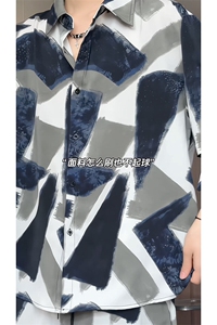 短袖衬衫男+短裤男潮流休闲套装男M-5XL大码TZ78704P50控98模特图图片