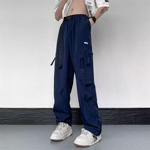 日系宽松阔腿工装裤男韩版潮牌坠感休闲冲锋裤子KM258-P40图片
