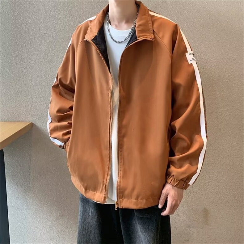 秋季青春流行男斜纹侧边双杠立领夹克 W193 P52图片