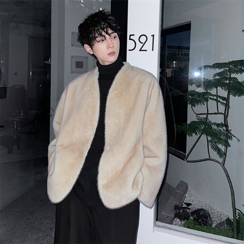 水貂绒皮毛一体外套男冬季2025新款环保皮草短款毛绒上衣MY661图片