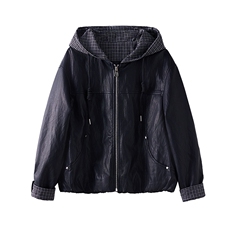 宽松洋气短款皮衣外套女2025秋新款高级感小个子连帽pu皮夹克，女装皮衣，仁梯