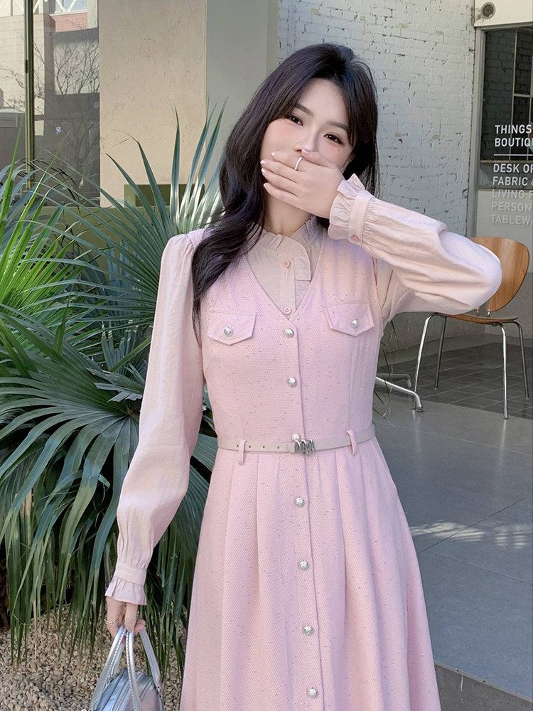 现货2025年春季女时尚气质潮流修身显瘦衬衫马甲连衣裙套装两件套,女装套装/套裙,艾贝斯