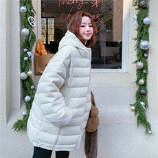 连帽云朵泡芙90白鸭绒羽绒服女装2025冬季新款中长款宽松保暖外套，女装羽绒服，2B187