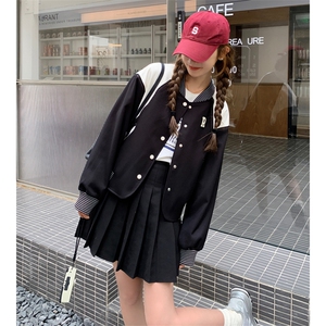 小众撞色拼接黑色棒球服82378-P140-K188图片