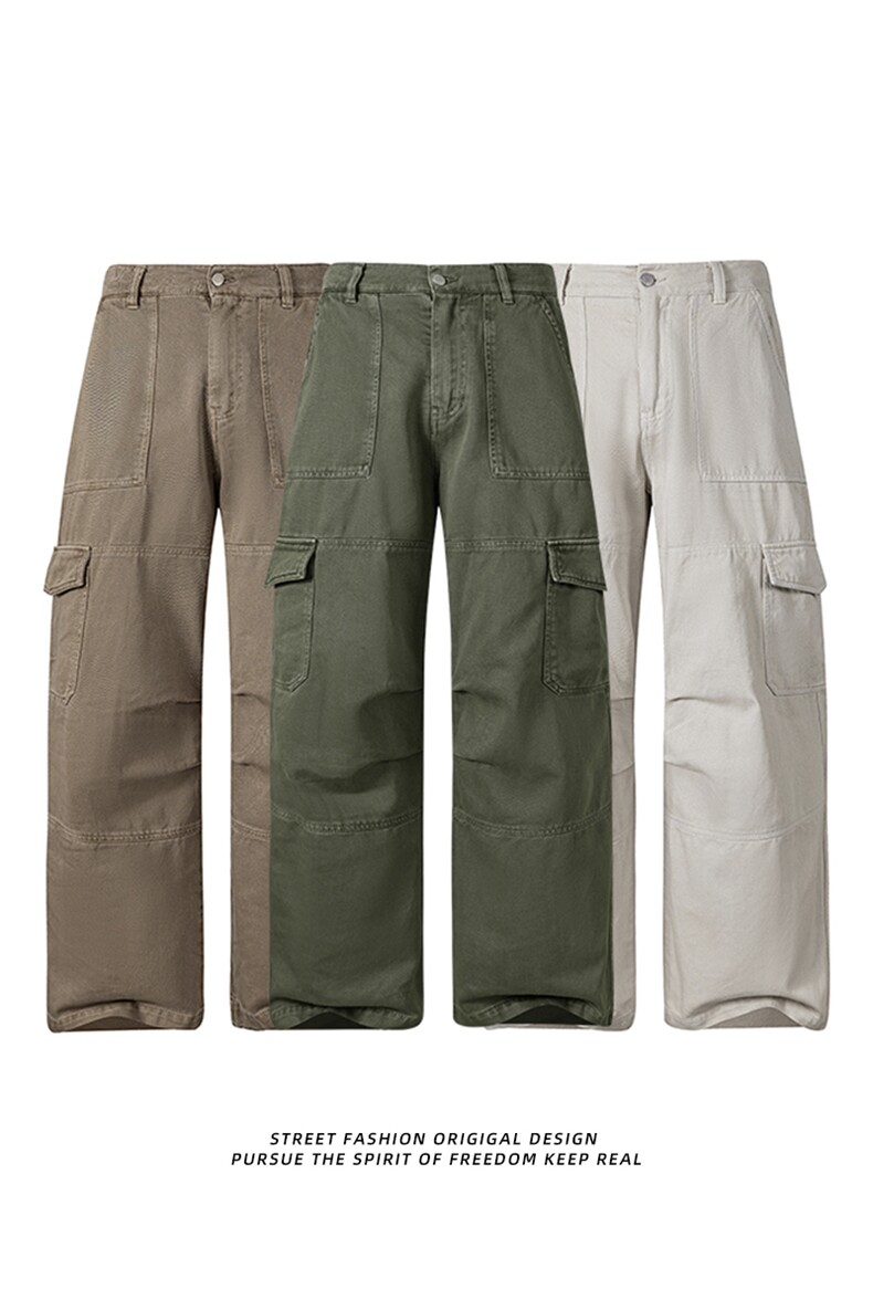 A436-6239E-P751282025秋冬季新款重磅美式复古多口袋直筒裤,男装休闲裤,电商A436