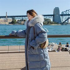 纯色连帽时尚舒适修身中长款直筒长袖口袋2020冬款棉衣外套，女装棉衣/棉服，浙宝152