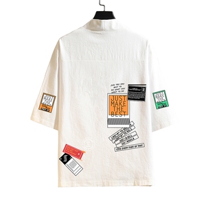 HF59121-P40风汉服男开衫外套七分袖道袍 砖墙挂拍图片