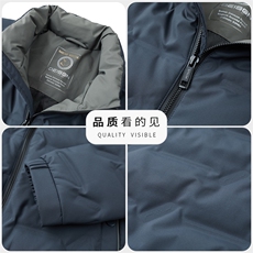 冬季男士白鸭绒羽绒服加厚保暖商务休闲短款立领冬装品质外套男，男装羽绒服，钱塘6003（原4033）