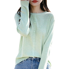 甜美风显瘦圆领针织开衫女2025春季新款减龄薄款小个子短外套上衣，女装针织衫/毛衣，佳绒包芯纱店