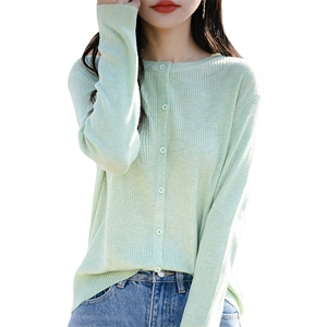 甜美风显瘦圆领针织开衫女2025春季新款减龄薄款小个子短外套上衣图片