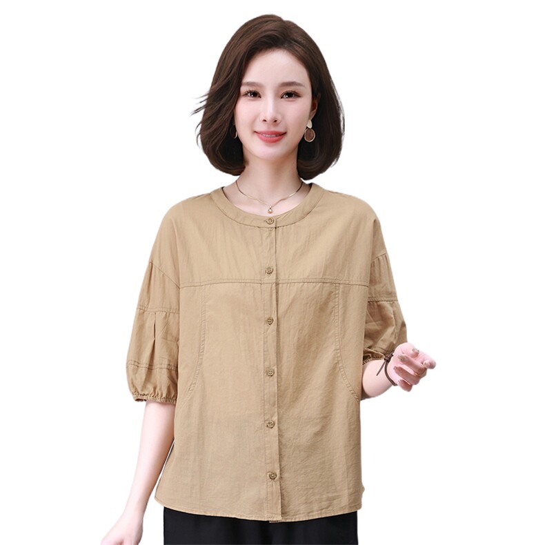 时尚宽松拼接短袖上衣显瘦百搭气质女装衬衫,女装衬衫,叶笙衣