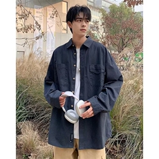 流行衬衫男长袖日系潮牌ins痞帅衬衣L春秋季百搭宽松学生外套，男装衬衫，星座1210-1