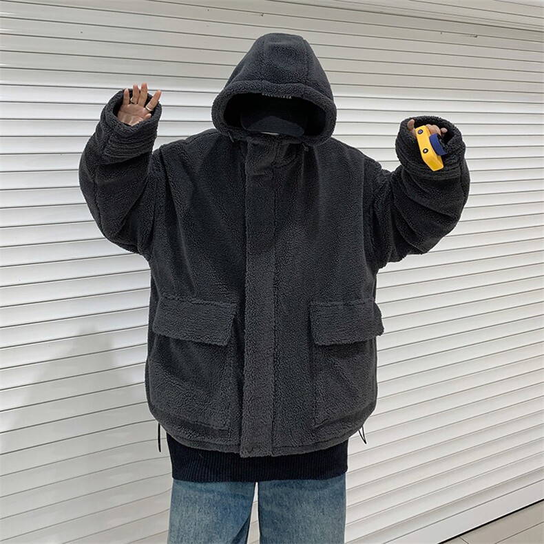 羊羔绒棉衣外套男新款高街ins加绒连帽棉服冬季宽松棉袄M9528-p79,男装棉衣,星座1008