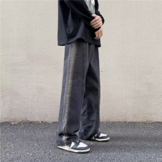 美式高街复古牛仔裤男ins潮牌宽松喇叭阔腿拖地长裤子NK828-p40，男装牛仔裤，星座1008-2