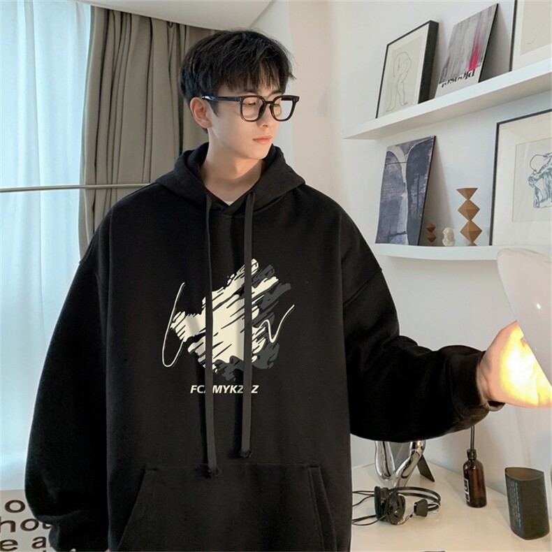 抖音品质秋季320G华棉男士连帽大码印花卫衣WYH517-P45控68,男装卫衣,电商B370