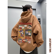 麂皮绒连帽卫衣直播品质重磅400克蜡笔小新印花JL7102-P45控78，男装卫衣，星座508（原C305）
