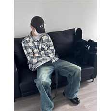 cleanfit美式格纹衬衫男格子长袖衬衣春秋季情侣外套CB323-P55，男装衬衫，星座1007（原301D）