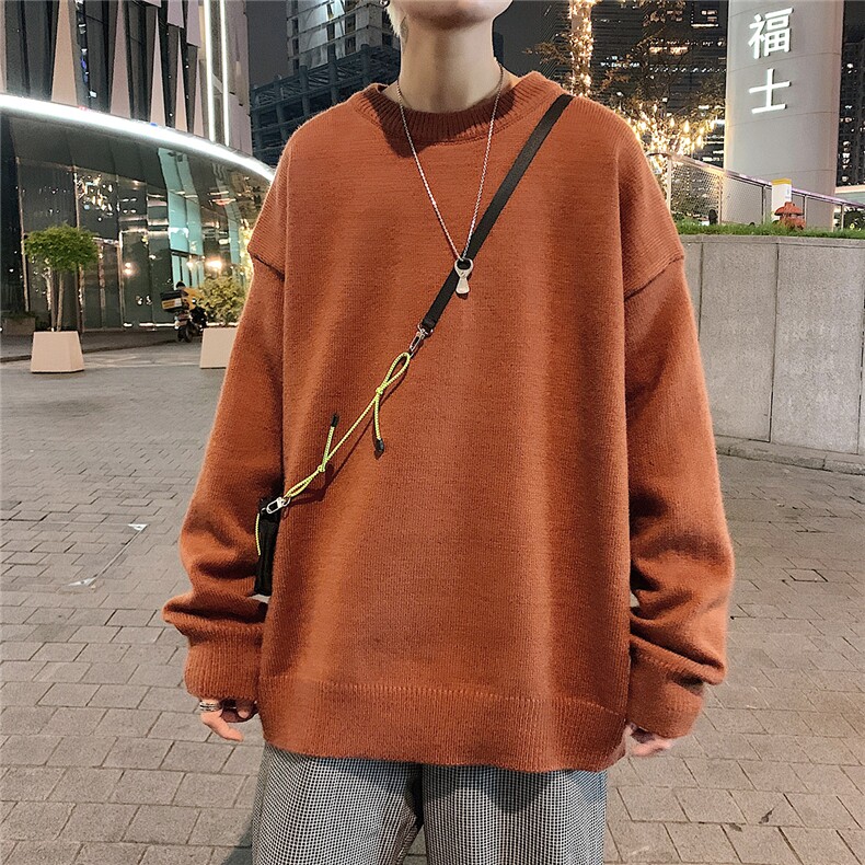 1港风宽松中性情侣潮流纯色大码M-5XL毛衣男外套7979P45加绒P55,男装针织衫/毛衣,星座226-2