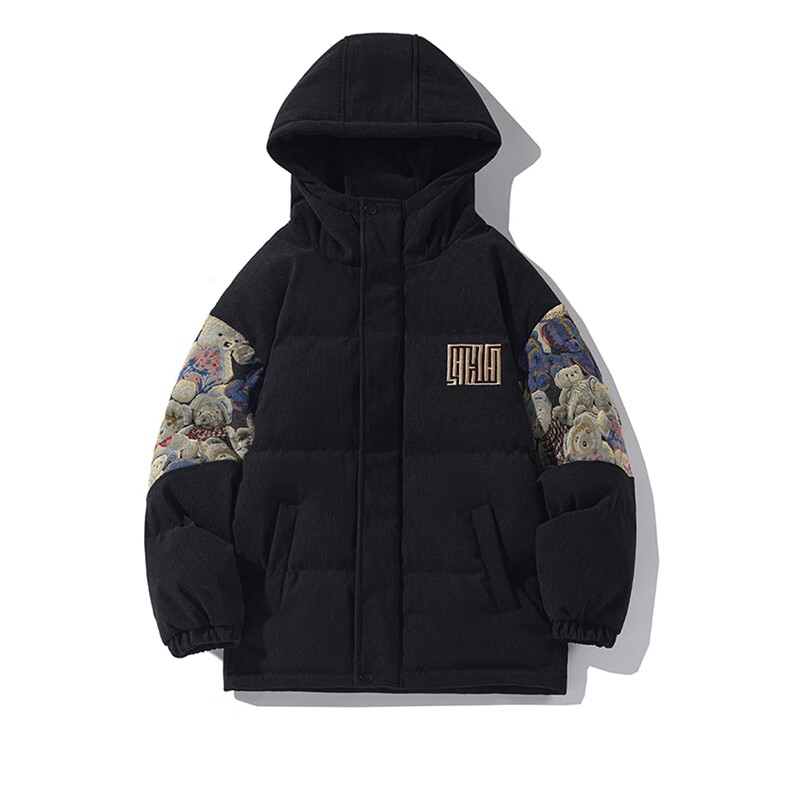 2025冬季新款旋律风车大码绣花小熊棉衣M-5XHM23927-特P105,男装棉衣,电商A022