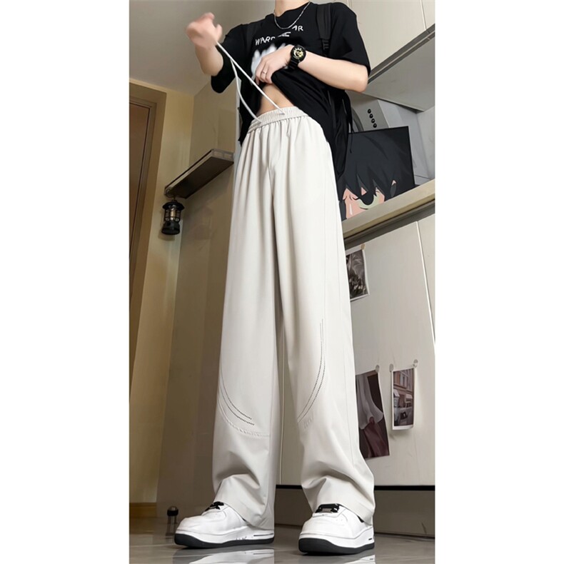 夏季新款激光打孔透气休闲裤男女简约直筒垂感阔腿裤501-P38控59,男装休闲裤,电商C305A