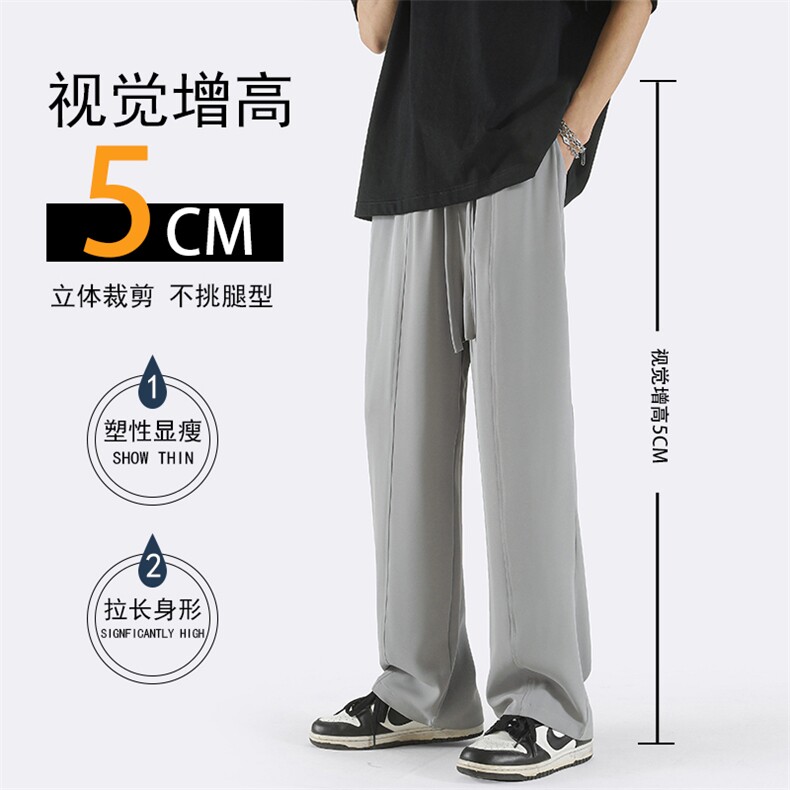 K232/P55春夏垂感直筒休闲裤子男宽松春秋纯色百搭运动阔腿裤潮,男装休闲裤,电商A008