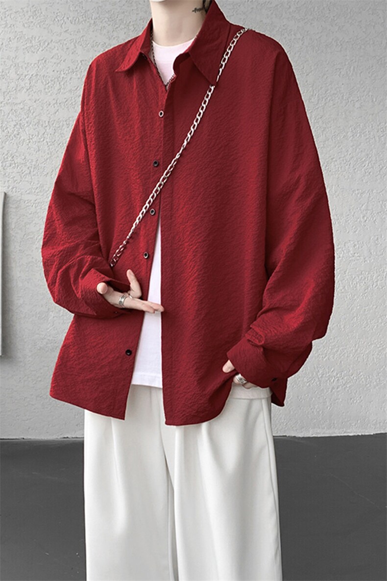 8XL-M泡泡纱盐缩肌理长袖衬衫男夏季冰丝外套防晒衬衣CS29007P40,男装衬衫,电商B312