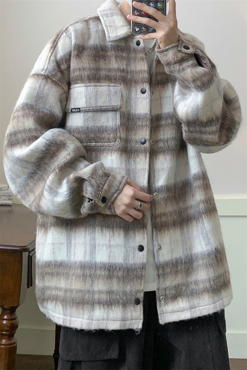 8XL-M特大码长毛呢外套男秋季翻领马海毛衬衫夹克上衣JK1305P70,男装夹克,电商D206-1