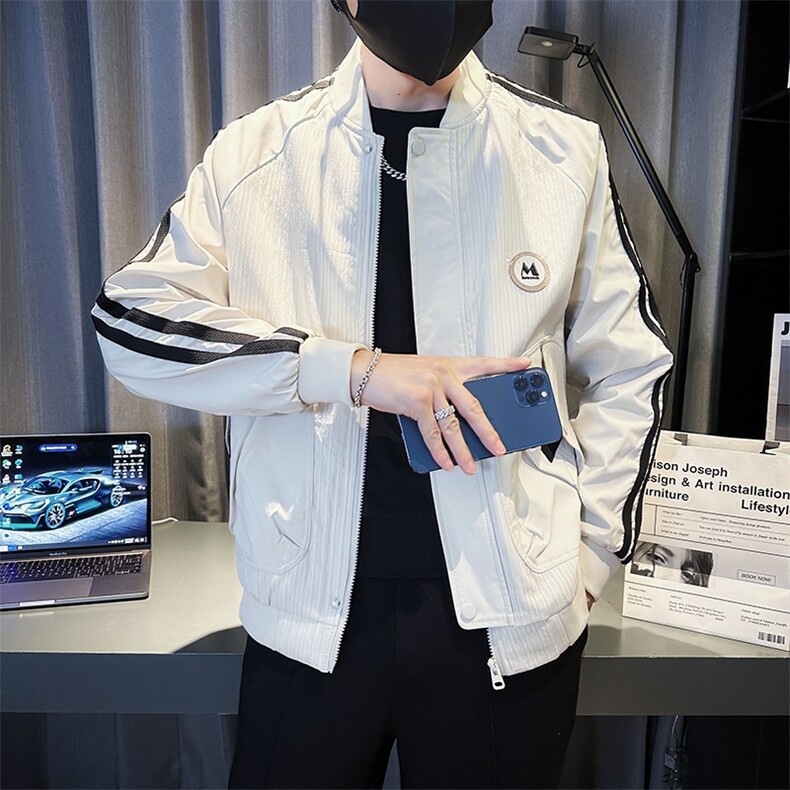棒球领拼接夹克男秋季轻奢潮流时尚高级感痞帅飞行服上衣JK08-P98,男装夹克,电商D323（原B261）