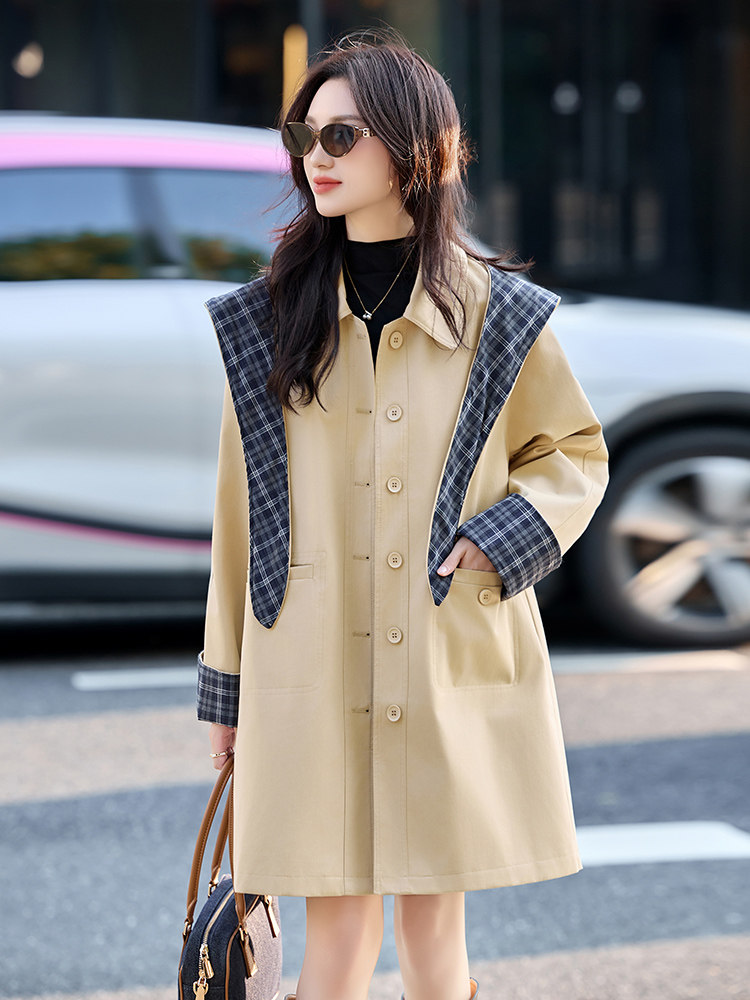 现货新款秋新款韩版时尚宽松休闲活帽女今年流行短外套炸街风衣,女装风衣,韩美纤衣