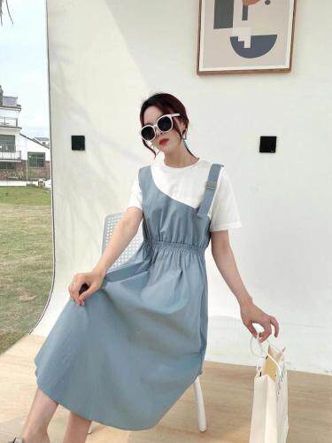 ［爱美欧］夏季新款收腰拼接显瘦连衣裙，女装连衣裙，爱美欧